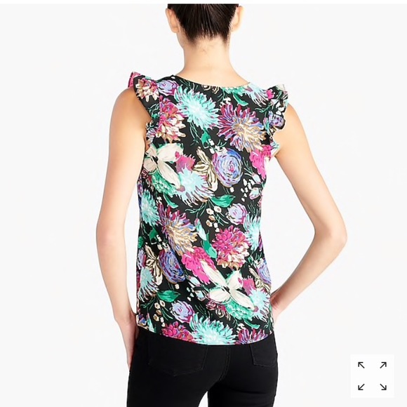 printed sleeveless ruffle top, sz 0 and 2 - Picture 4 of 4